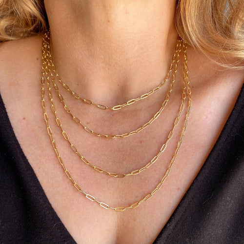 18k Gold Filled Short Link Paperclip Chain: 18 by GoldFi
