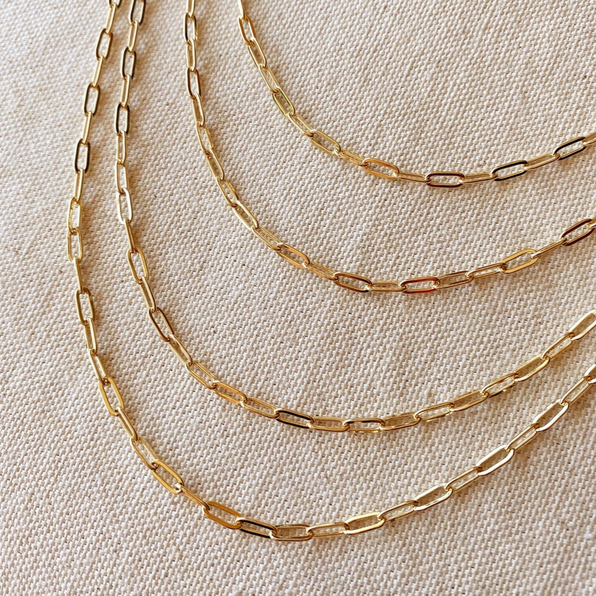 18k Gold Filled Short Link Paperclip Chain: 18 by GoldFi