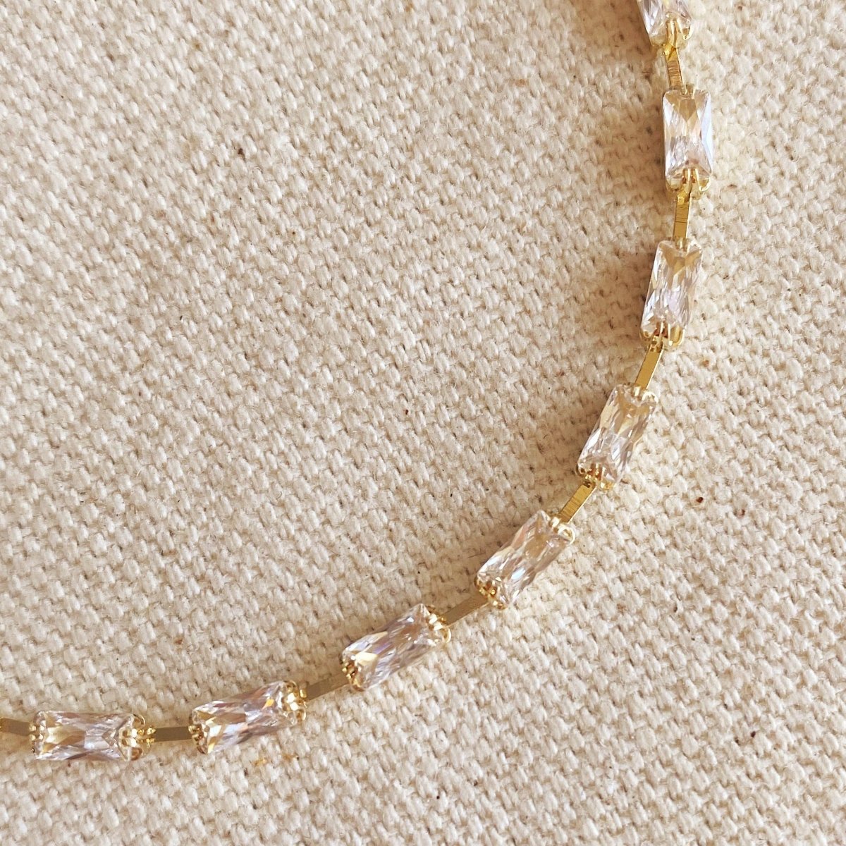 18k Gold Filled Sideway Baguette Tennis Bracelet by GoldFi