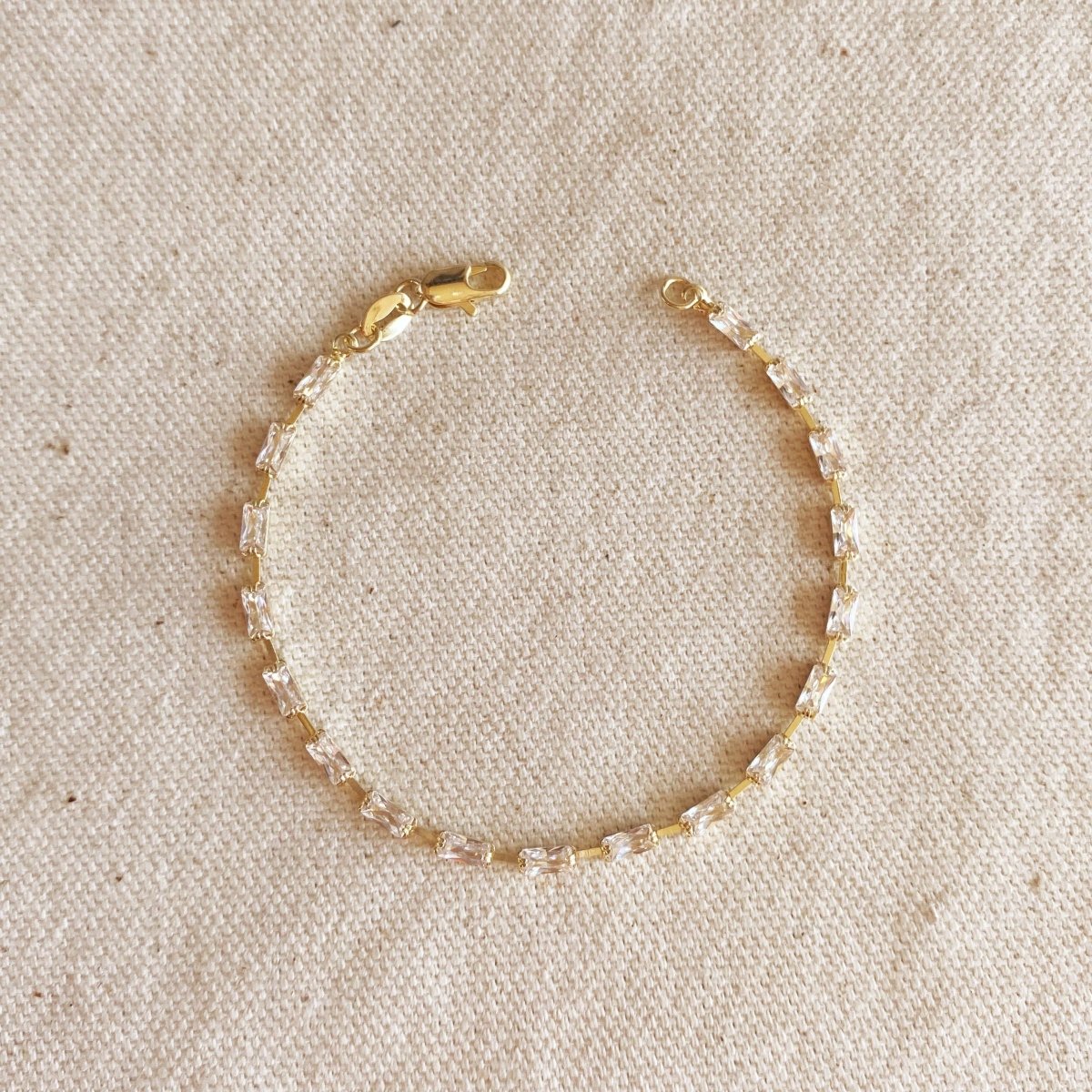 18k Gold Filled Sideway Baguette Tennis Bracelet