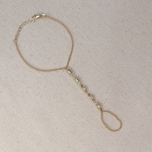 18k Gold Mother of Pearl Hand Chain
