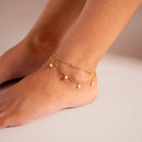 18K Gold Pearl Charm Anklet by WJW
