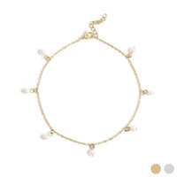 18K Gold Pearl Charm Anklet