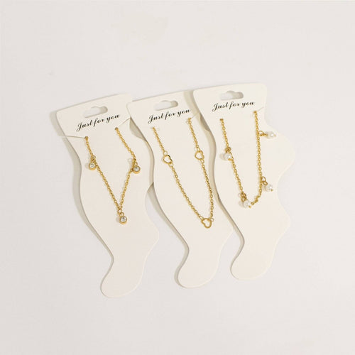 18K Gold Pearl Charm Anklet by WJW