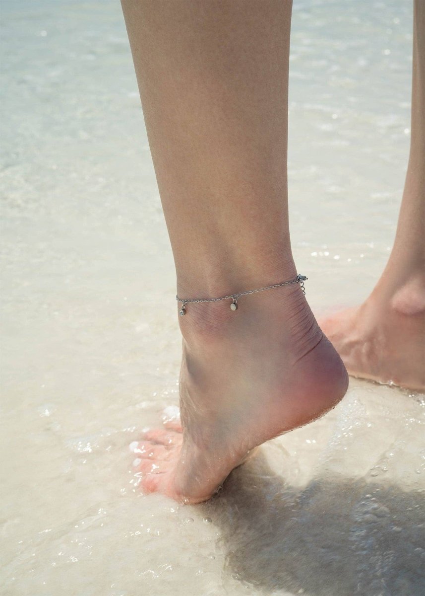 18K Gold Pearl Charm Anklet by WJW