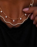18K Gold Plated Wavy Tennis Necklace - Red Bird Road