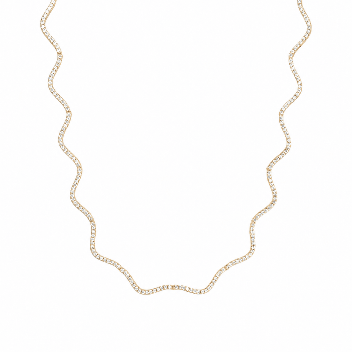 18K Gold Plated Wavy Tennis Necklace - Red Bird Road