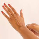 18K Gold Rainbow Beaded Hand Chain by WJW