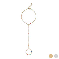 18K Gold Rainbow Beaded Hand Chain