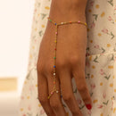 18K Gold Rainbow Beaded Hand Chain by WJW