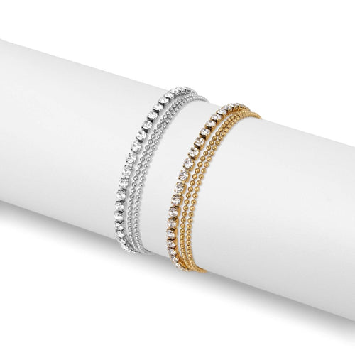 18K Gold Rhinestone Layered Anklet by WJW