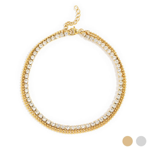 18K Gold Rhinestone Layered Anklet by WJW
