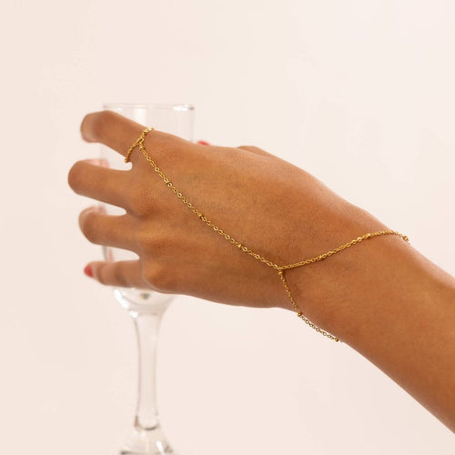 18K Gold Satellite Hand Chain by WJW