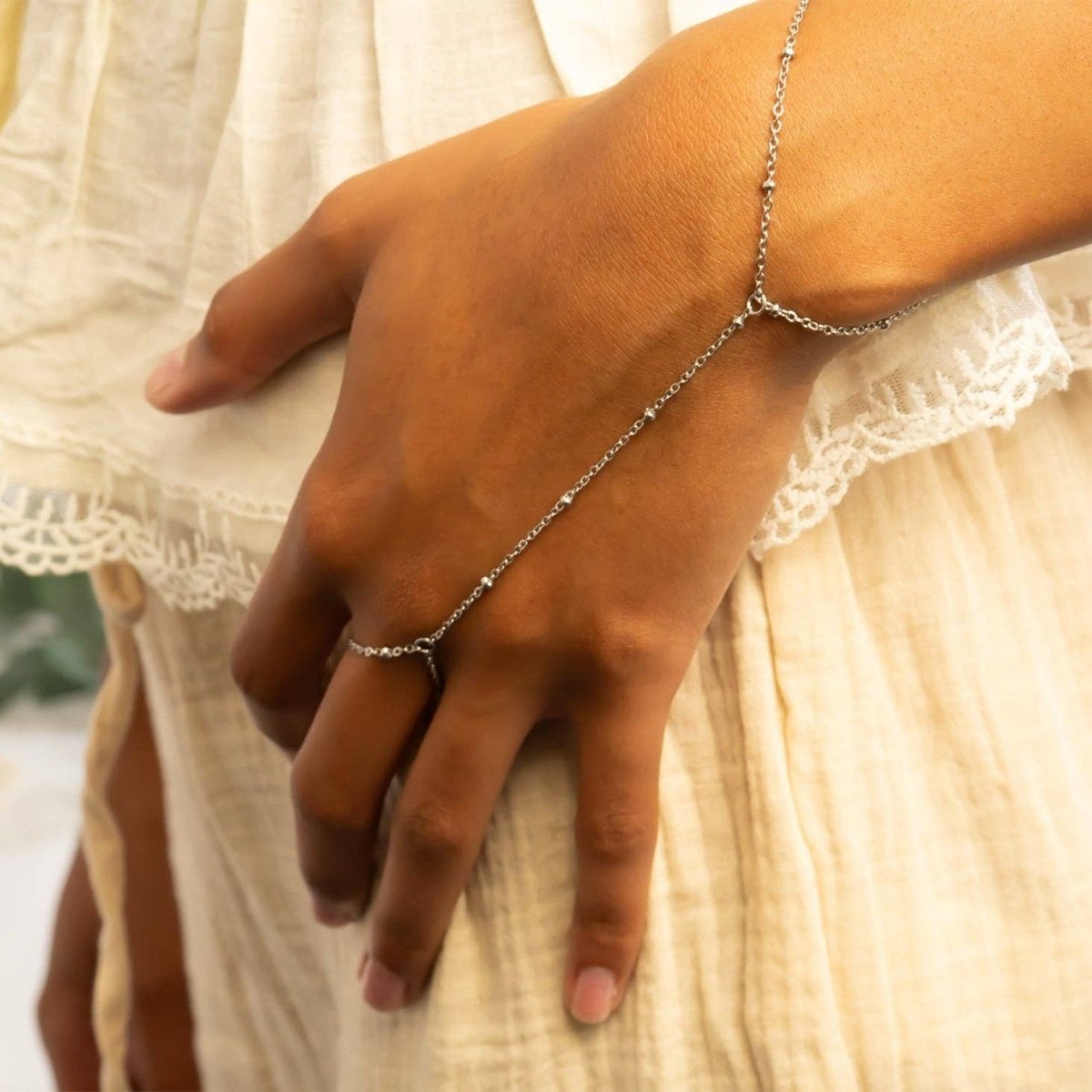 18K Gold Satellite Hand Chain by WJW
