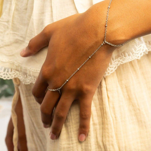 18K Gold Satellite Hand Chain by WJW