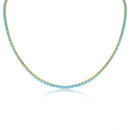 18k Gold Turquoise Rhinestone Tennis Chain Necklace