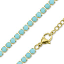 18k Gold Turquoise Rhinestone Tennis Chain Necklace