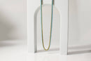 18k Gold Turquoise Rhinestone Tennis Chain Necklace 3mm 16"+2"