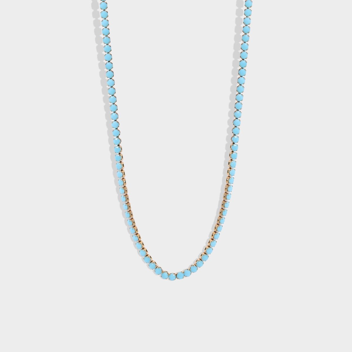 18k Gold Turquoise Rhinestone Tennis Chain Necklace
