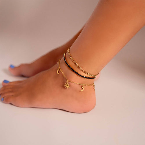 18K Moon & Star Charm Anklet by WJW