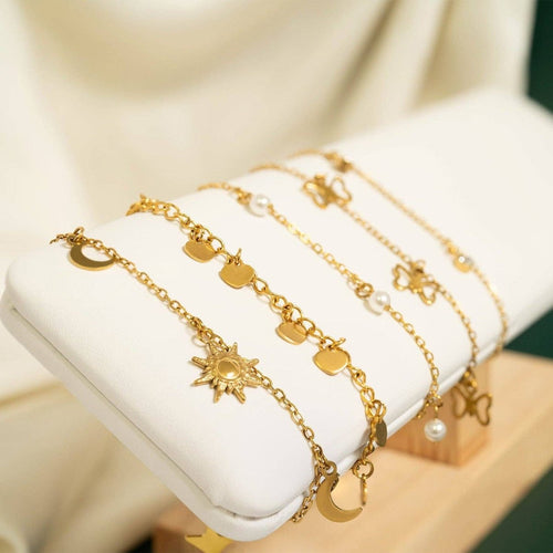 18K Moon & Star Charm Anklet by WJW