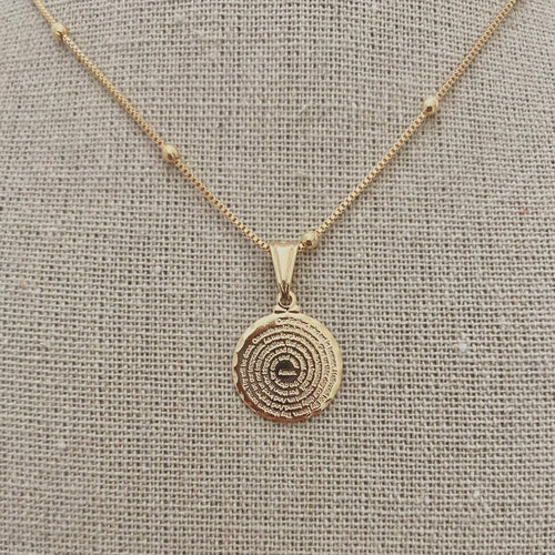 18K Our Father Prayer Coin Charm Necklace