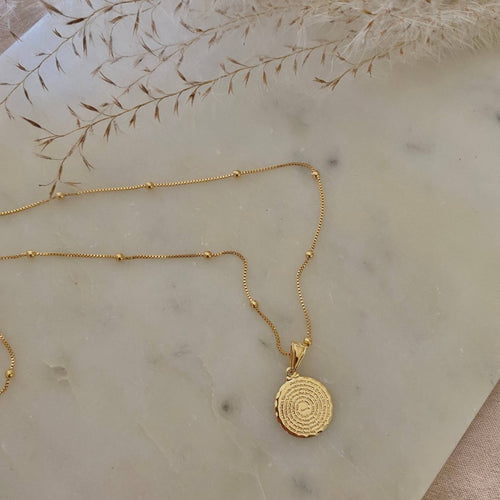 18K Our Father Prayer Coin Charm Necklace