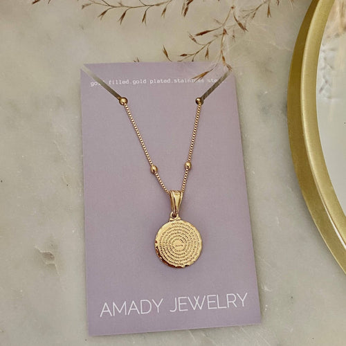 18K Our Father Prayer Coin Charm Necklace