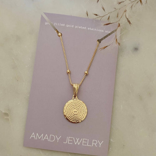 18K Our Father Prayer Coin Charm Necklace