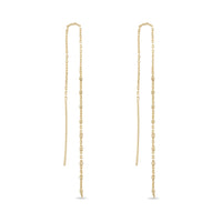 14k Vermeil Mini Bead Chain Drop Threader Earrings