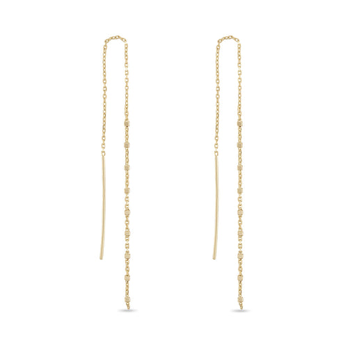 14k Vermeil Mini Bead Chain Drop Threader Earrings