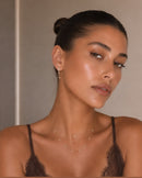 925 Sterling Silver Cluster Huggie with Dangle Chain Drop Earrings