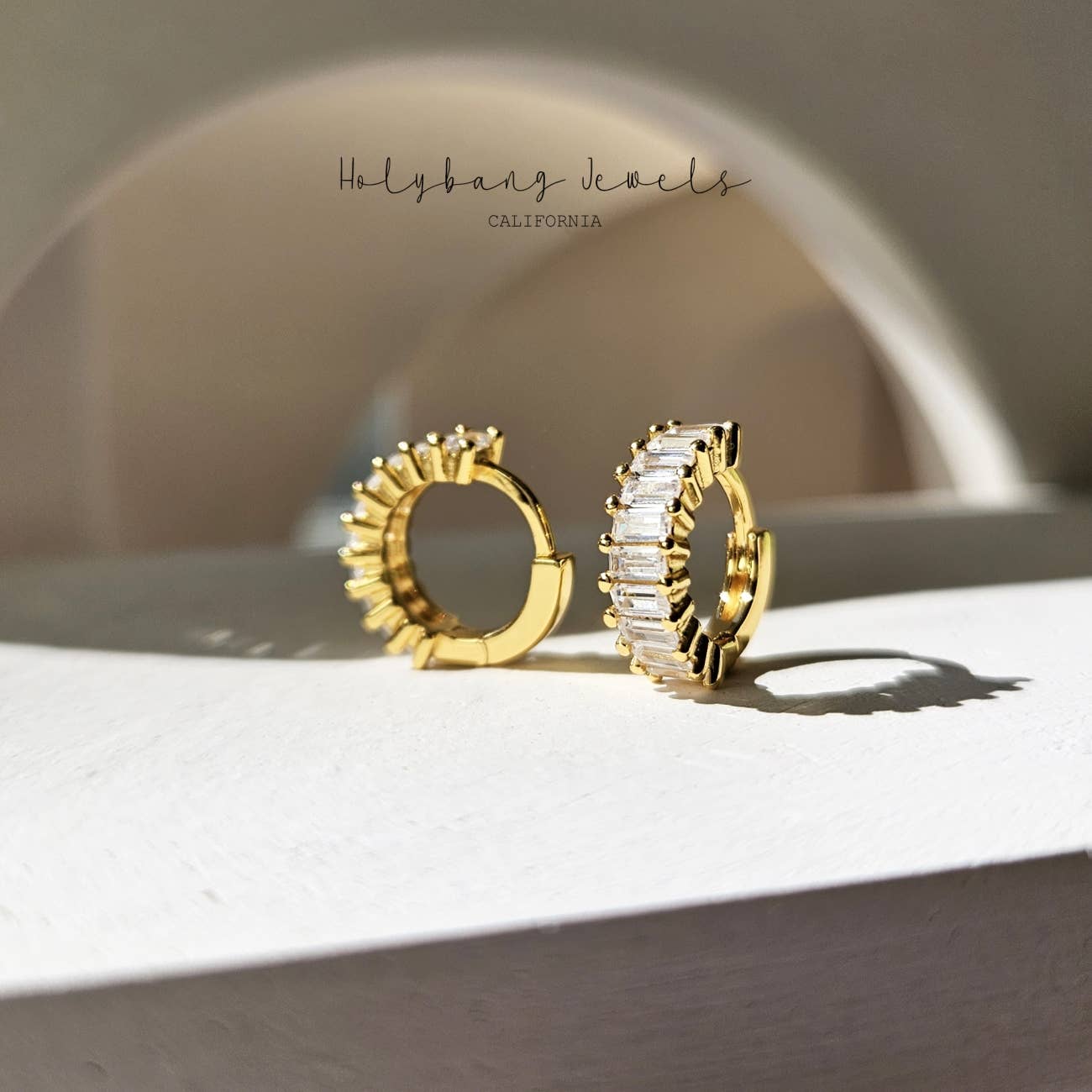 Baguette Huggie Earrings Silver 10mm Chic Style
