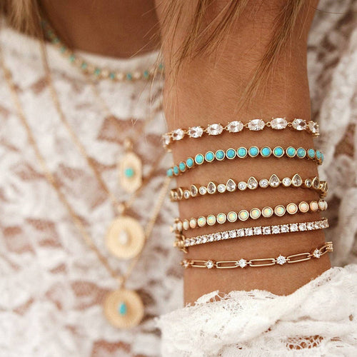Tennis Bracelet - Blue Opal: 7 inch Bracelets by Elizabeth Stone Jewelry