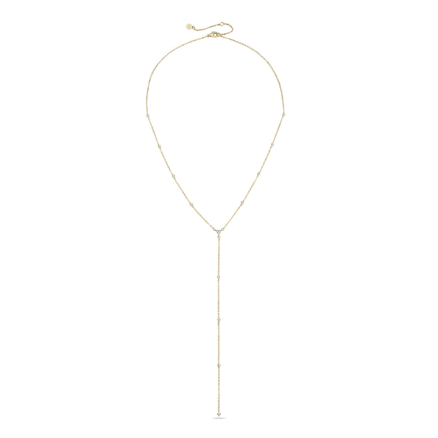 Vermeil CZ Station Long Lariat Necklace