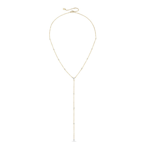 Vermeil CZ Station Long Lariat Necklace