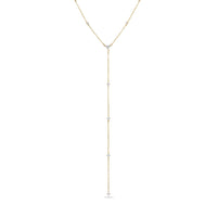 Vermeil CZ Station Long Lariat Necklace