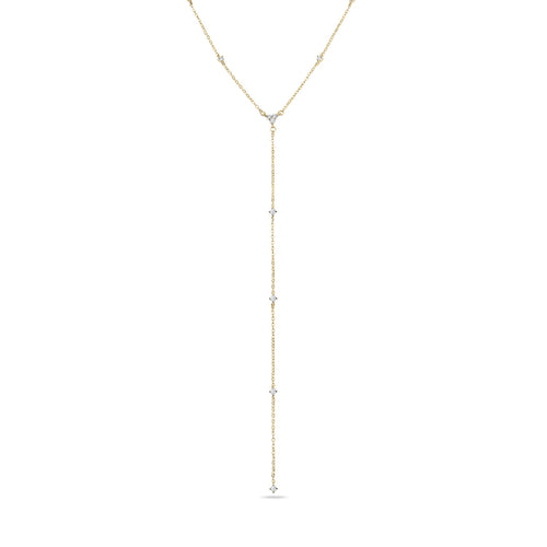 Vermeil CZ Station Long Lariat Necklace