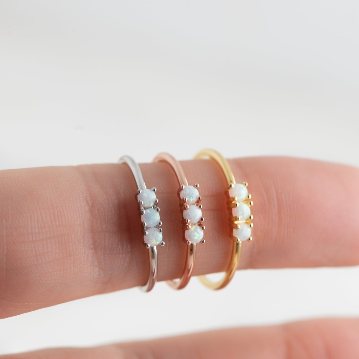 3 Stone Opal Ring Rings by Sami Jewels