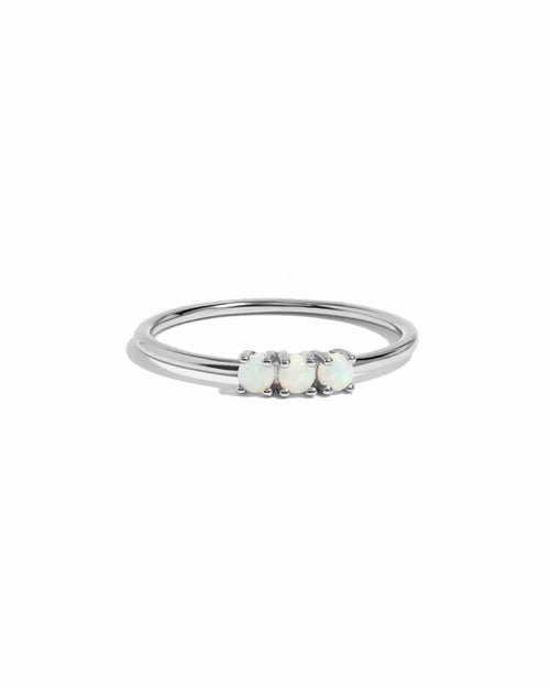 3 Stone Opal Ring Silver Rings by Sami Jewels