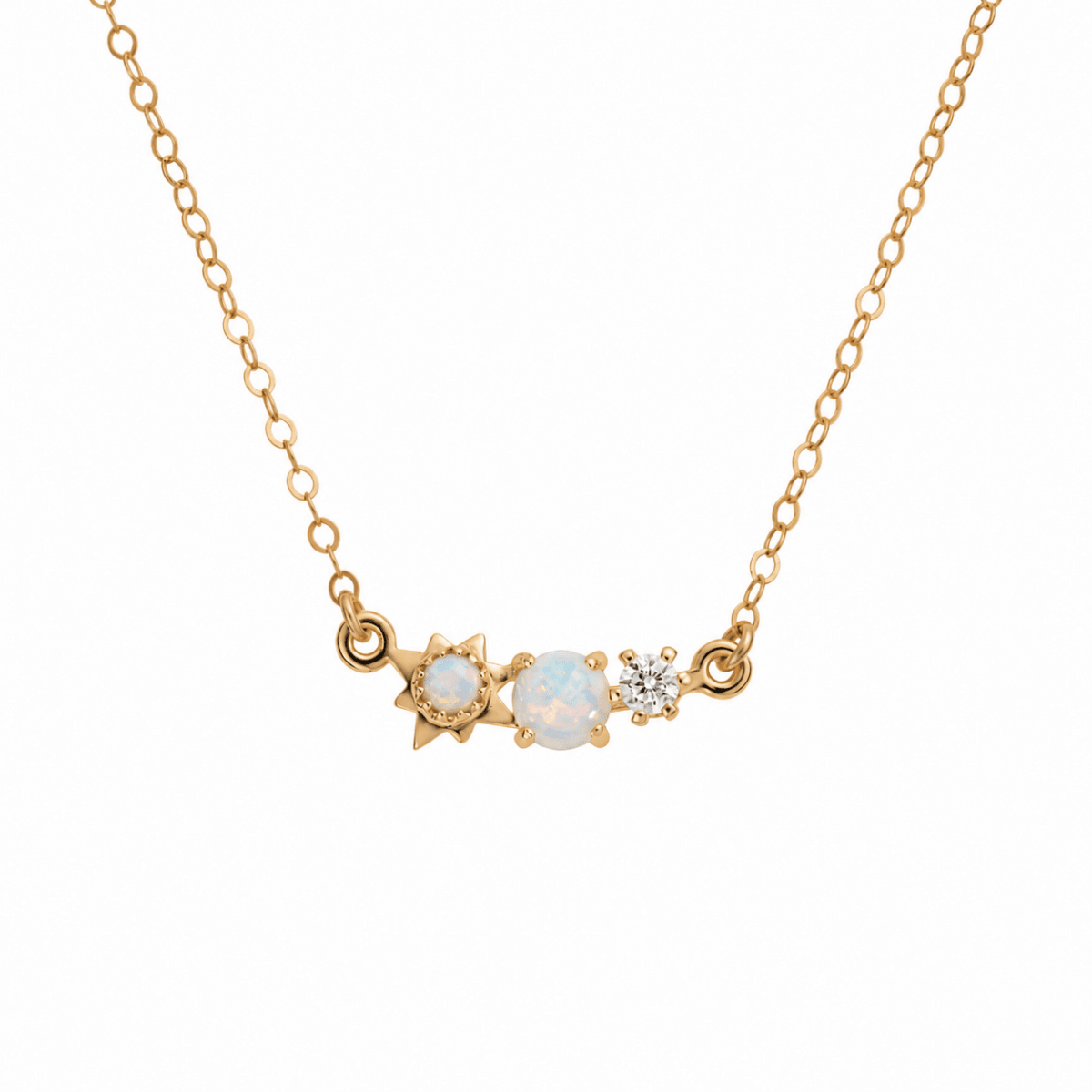 3 Wishes Pendant Gold Vermeil, Opal and Diamond Necklace