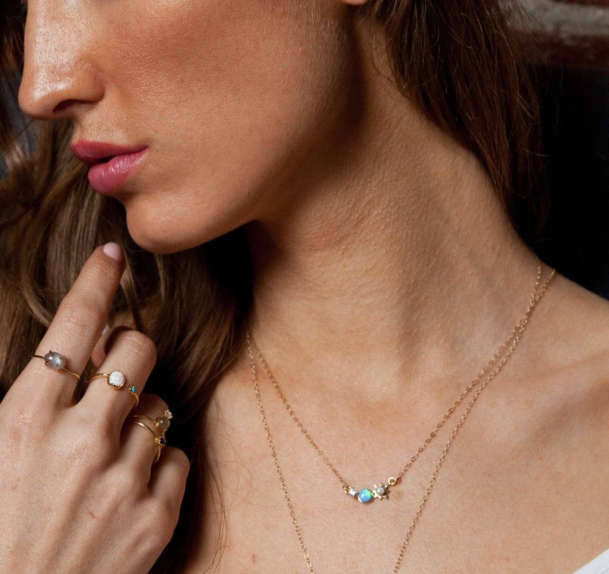 3 Wishes Pendant Gold Vermeil, Opal and Diamond Necklace