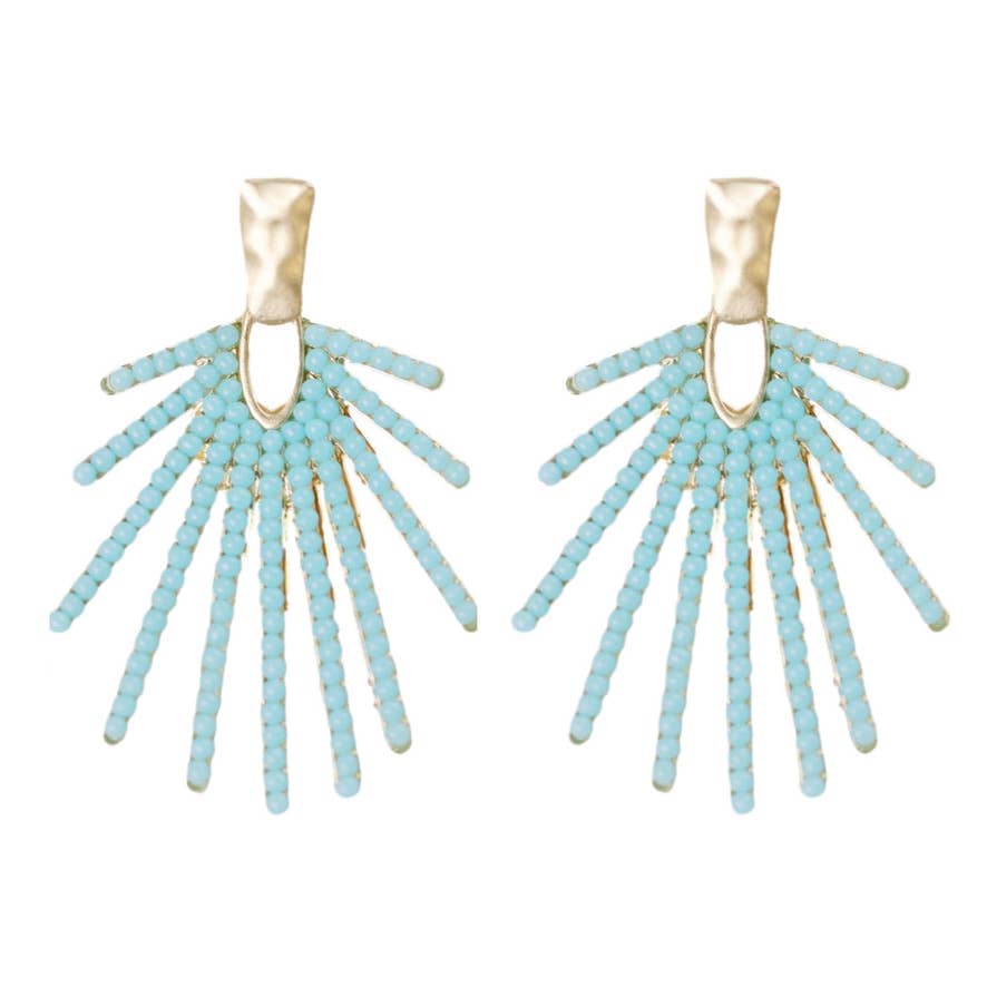 Light Turquoise Sunburst Statement Drop Earrings 2 Inch