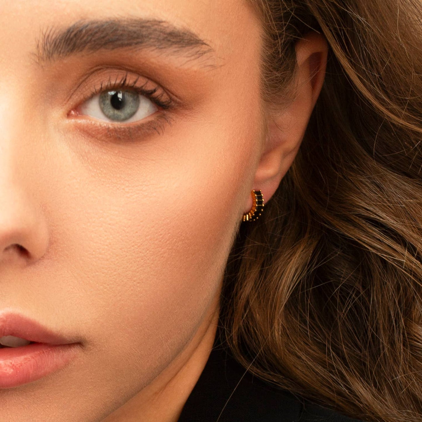 Back in Black Baguette Huggie Earrings for Elegant Style