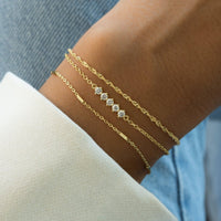 5 Stone Diamond Bracelet: 6.75" + .5" Ext / Gold