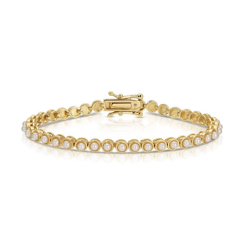Tennis Bracelet - Pearl: 6.5 inch Bracelets by Elizabeth Stone Jewelry
