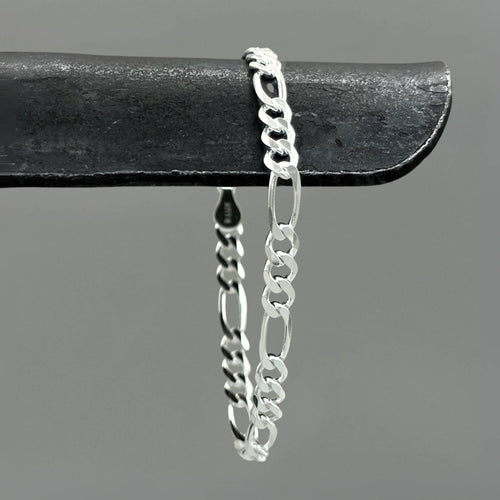 5mm Sterling Silver Figaro Bracelet by Something Silver