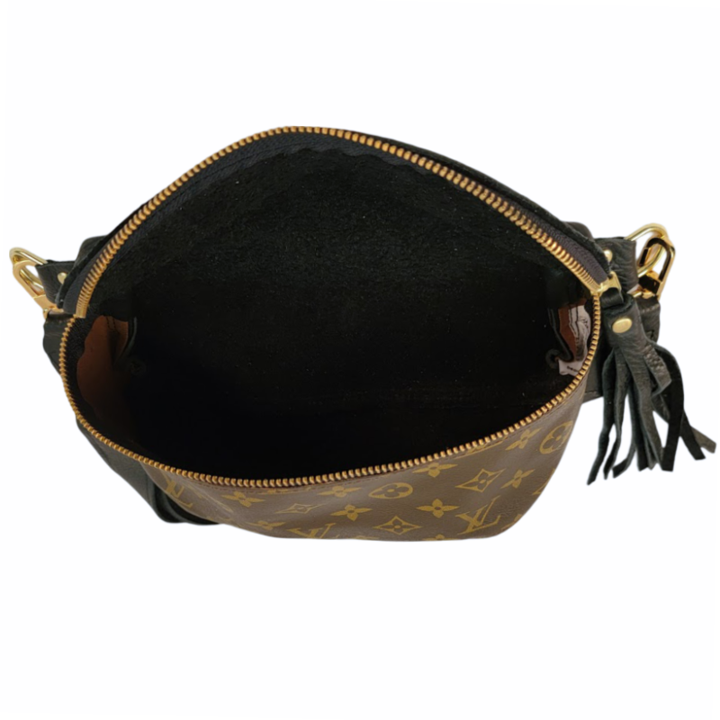 Britt Belt Bag In Black Leather | Upcycled LV Full Front