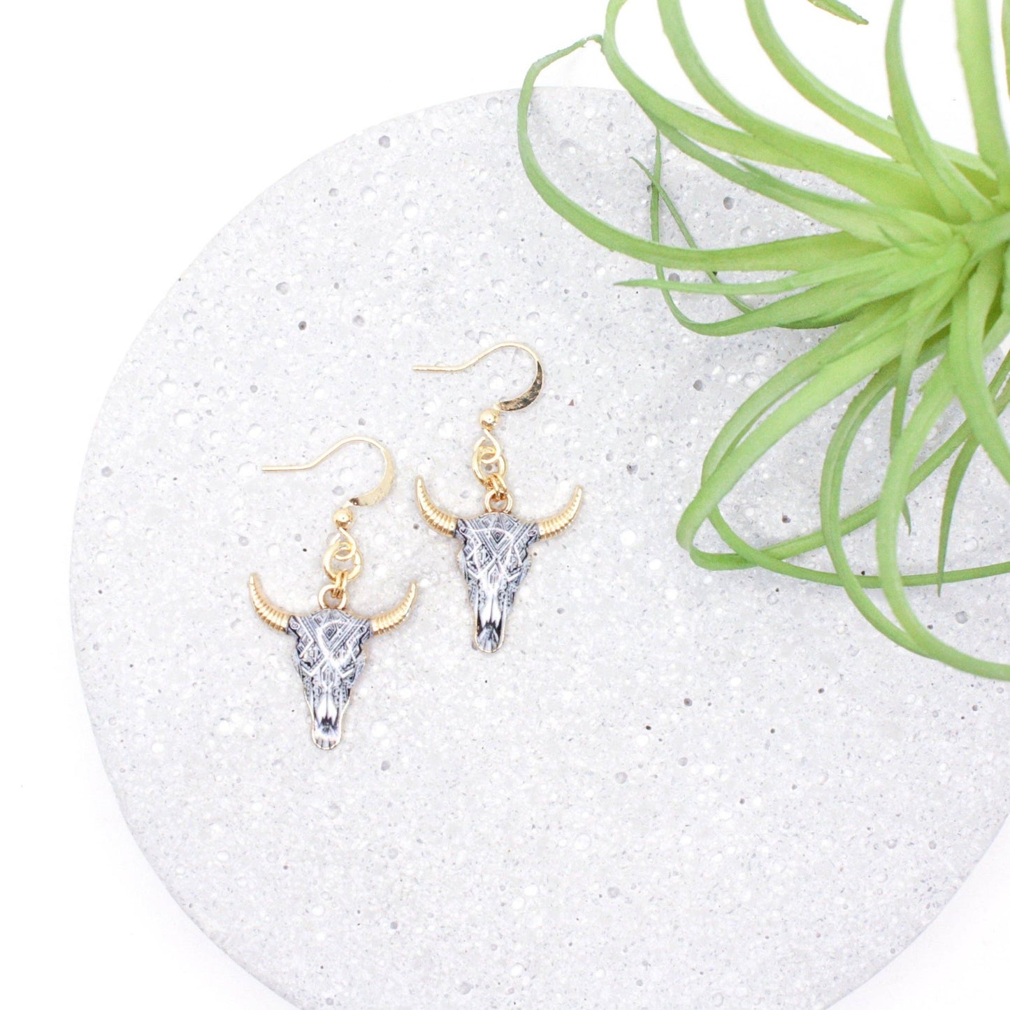 By The Horns Blue Dangle Earrings for Elegant Style