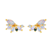 Opal & Diamond Butterfly Studs